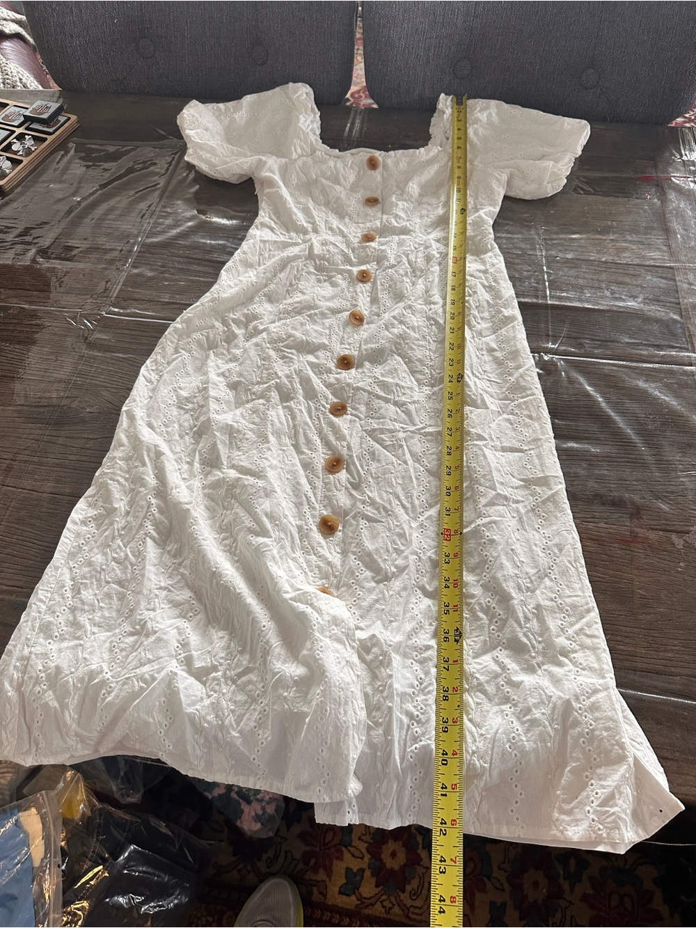 Only White Eyelet Midi Dress with Button Front - Picture 4 of 6